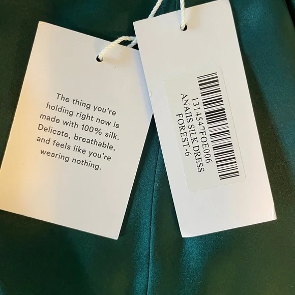 NWT Reformation Anaiis Silk Dress Size 6 Hunter - Picture 11 of 11
